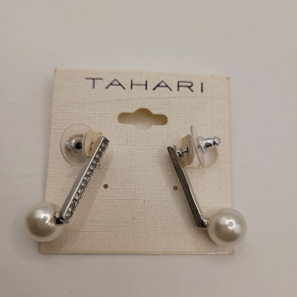Tahari Silver and Pearl Earrings